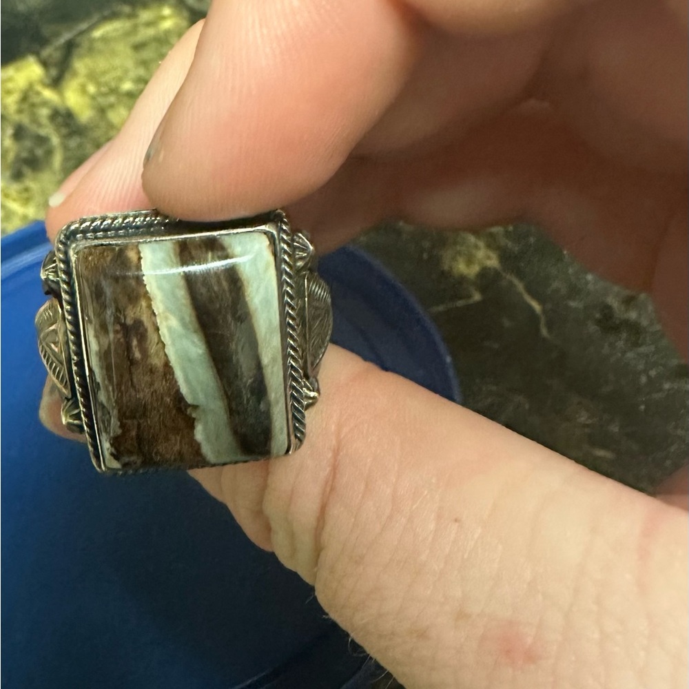 Authentic Native American Mammoth Tooth Ring Size 13